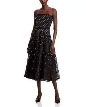 Платье миди со стразами Xolani SIMKHAI, черный