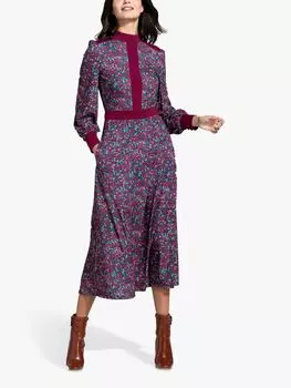 Платье миди со вставками и вставками с цветочным принтом HotSquash, бордовый/мульти