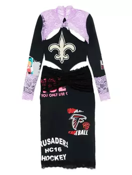 Платье миди со вставками Marine Serre, черный