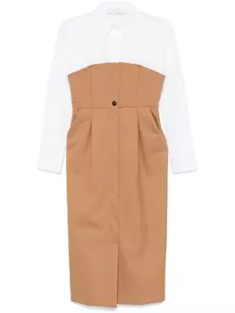 Платье миди со вставками Tela, нейтральный цвет