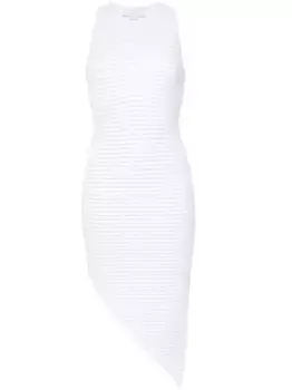 Платье миди со вставками в рубчик Genny, белый