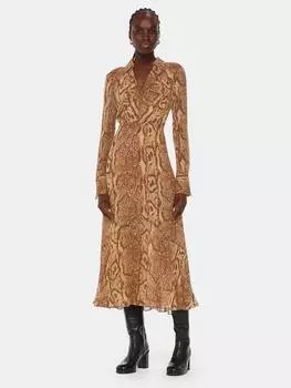 Платье миди со змеиным принтом Whistles, коричневый/разноцветный