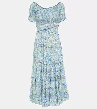 Платье миди soledad с цветочным принтом Poupette St Barth, мультиколор