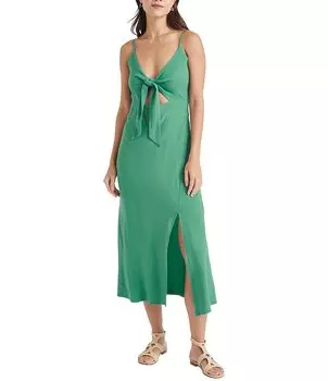 Платье миди Splendid x Cella Jane с вырезом и завязкой спереди, зеленый