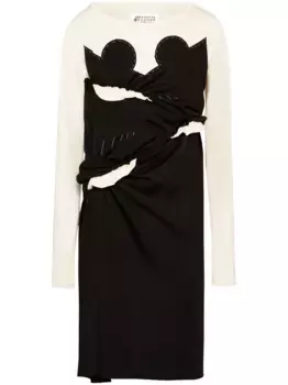 Платье миди Spliced из джерси MAISON MARGIELA, черный