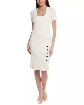 Платье-миди St. John Mixed Flatback Rib Knit Stretch, бежевый