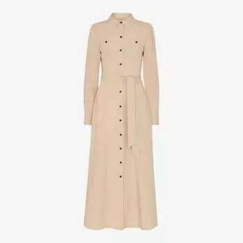 Платье миди стандартного кроя estella из смесового льна с поясом на талии Whistles, бежевый