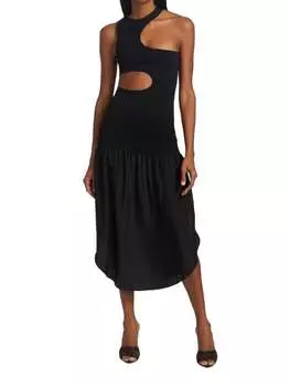 Платье миди Stella McCartney с асимметричными вырезами, черный