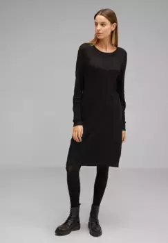 Платье миди STREET ONE с круглым вырезом, черный