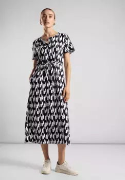 Платье миди STREET ONE с кулиской на талии, черный