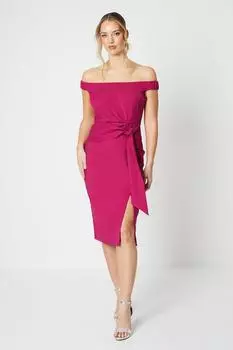 Платье миди стрейч с закрученной передней частью Bardot Coast, розовый