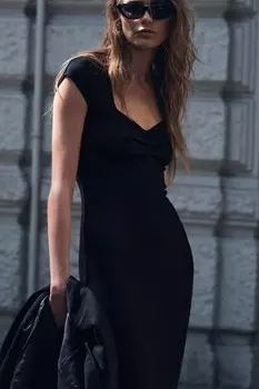 Платье миди стрейч ZARA, черный