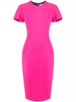 Платье миди строгого кроя с короткими рукавами Victoria Beckham, розовый