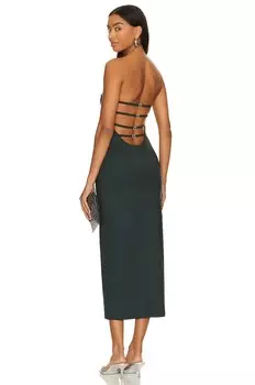 Платье миди superdown Helena Strapless, темно-зеленый