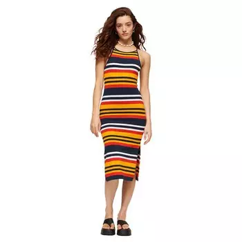 Платье миди Superdry Stripe Jersey Sleeveless, разноцветный
