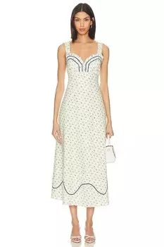 Платье миди sweet hearts цвета слоновой кости Free People, мультиколор