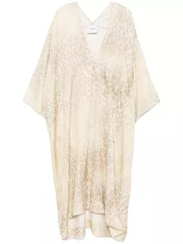 Платье миди телесного цвета с анималистичным принтом Nude, нейтральный