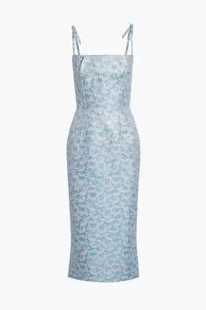 Платье миди The Night Garden из жаккарда с эффектом металлик и цветочным принтом THE VAMPIRE'S WIFE, сиреневый