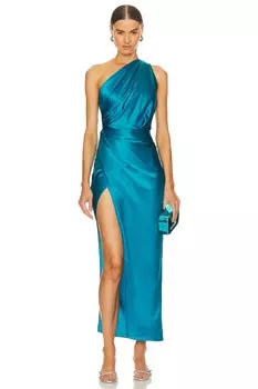 Платье миди The Sei Asymmetric Drape, цвет Lake