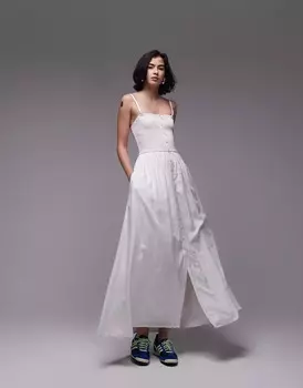 Платье миди Topshop Button Down, белый