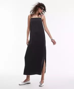 Платье миди Topshop Cupro Cami, черный