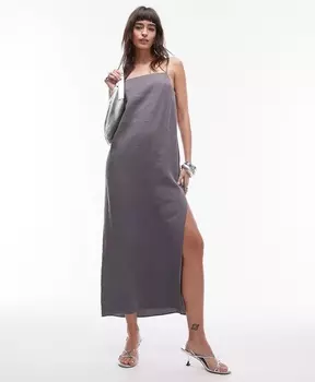 Платье миди Topshop Cupro Cami, серый