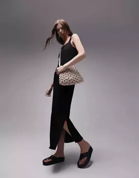 Платье миди Topshop Jersey Rib, черный