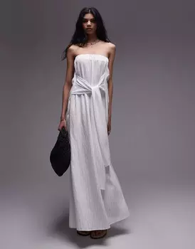 Платье миди Topshop Tie Waist, белый
