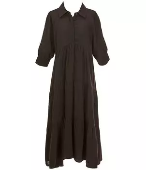 Платье миди трапециевидного силуэта с рукавами-фонариками A Loves A Big для девочек 7–16 лет, черный