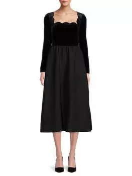 Платье миди трапециевидной формы Valentino из смеси натуральной шерсти, nero