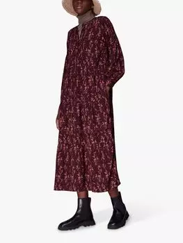 Платье-миди-трапеция с цветочным принтом в горошек Whistles Wisteria, розовый/мульти