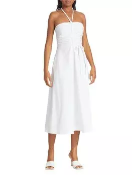 Платье миди Tucker со сборками и бретелькой на бретельках Veronica Beard, белый