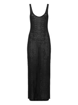 Платье миди Tulle Monogram Strass Philipp Plein, черный