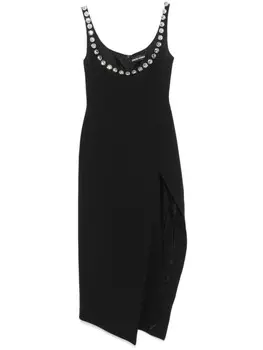 Платье миди, украшенное кристаллами David Koma, черный