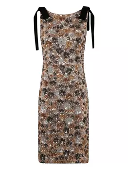 Платье миди, украшенное пайетками N21, серебряный