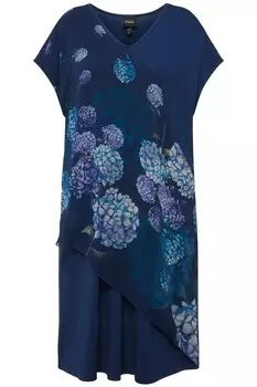 Платье миди Ulla Popken Dress, цвет blue/night blue