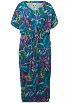 Платье миди Ulla Popken Dress, цвет petrol/light green