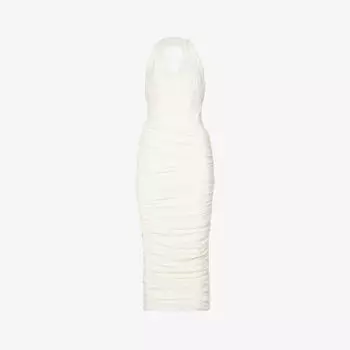 Платье миди Valentina из эластичной сетки с вырезами House Of Cb, слоновая кость