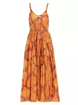 Платье миди Valentina с принтом тай-дай Ulla Johnson, красный