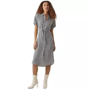 Платье миди Vero Moda Bumpy Calf Short Sleeve, синий