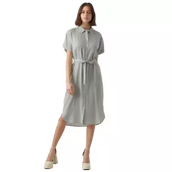 Платье миди Vero Moda Bumpy Calf Short Sleeve, зеленый