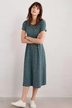 Платье миди Veronica из трикотажа с короткими рукавами Seasalt Cornwall, синий