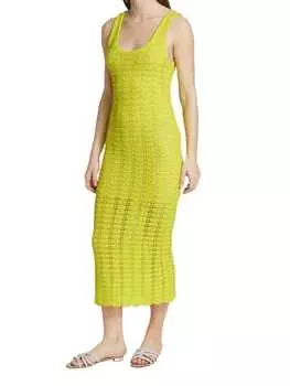 Платье-миди Veronique Alice + Olivia вязаное крючком, желтый