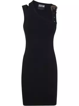 Платье-миди Versace Jeans Couture с логотипом и пряжкой, черный