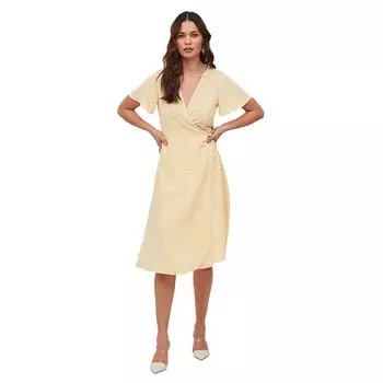Платье миди Vila Ovie Wrap Short Sleeve, зеленый