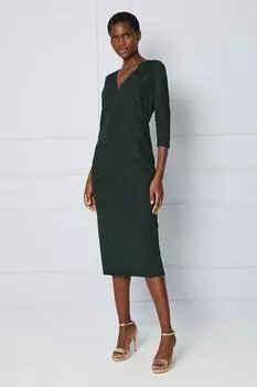 Платье миди в блестящую полоску Wallis, зеленый