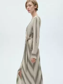 Платье миди в геометрическую полоску с поясом от kira Mango, разноцветный