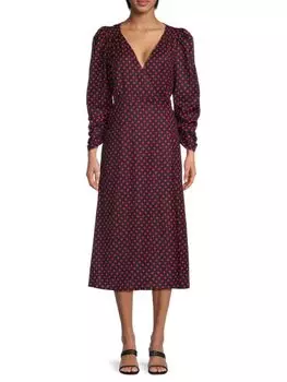 Платье миди в горошек с запахом и запахом Area Stars, цвет Black Red