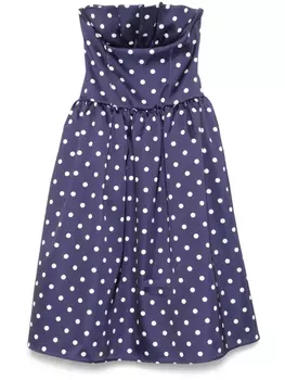 Платье миди в горошек Self-Portrait, синий