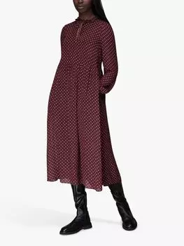 Платье миди в горошек-трапецию Whistles, бордовый/мульти